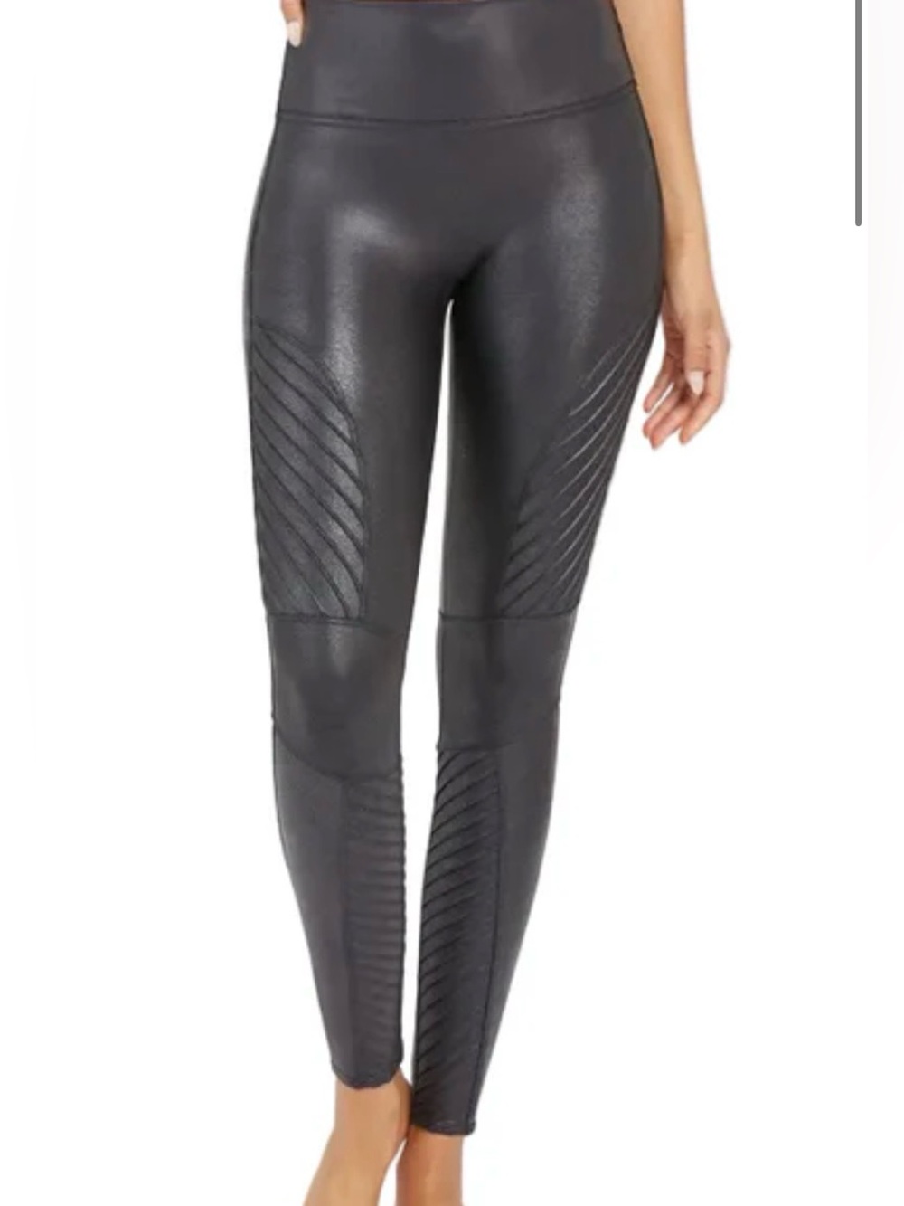 Spanx Black Faux Leather Moto Leggings
